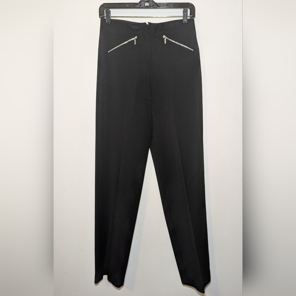 Vintage Equestrian Brand Black Dress Pants with Zipper Accents Women's Size S